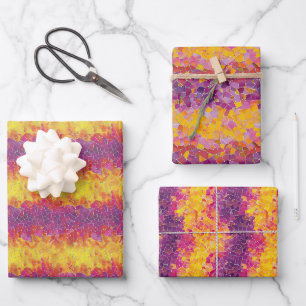 Vibrant Sunset-Inspired Stained Glass Mosaic Wrapping Paper Sheet