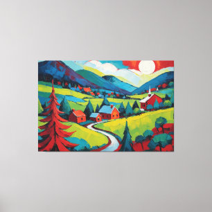 Vibrant Sunset Landscape Painting Canvas Print