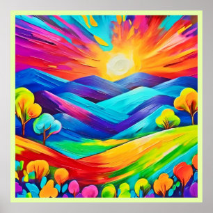 Vibrant Sunset Mountain Art Print