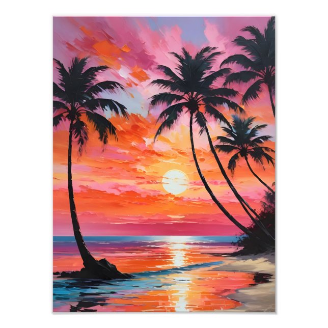 Vibrant Sunset on the Beach Photo Print (Front)