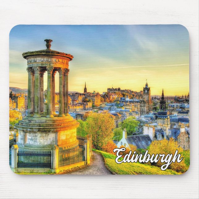 Vibrant Sunset Over Edinburgh, Scotland Mouse Mat (Front)