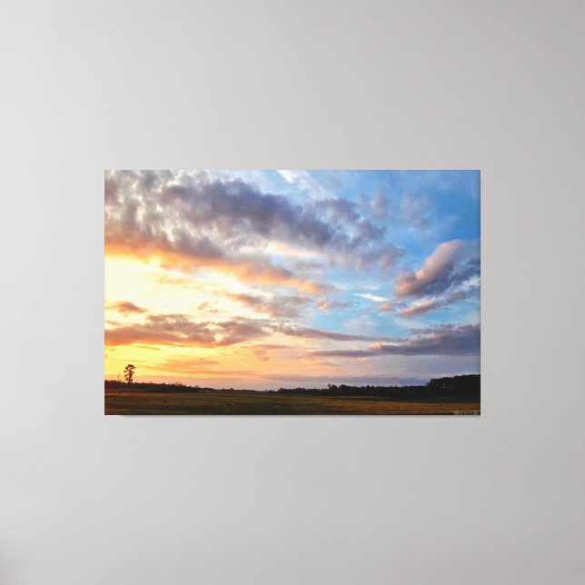 Vibrant Sunset Over Open Field 1 Canvas Print (Front)
