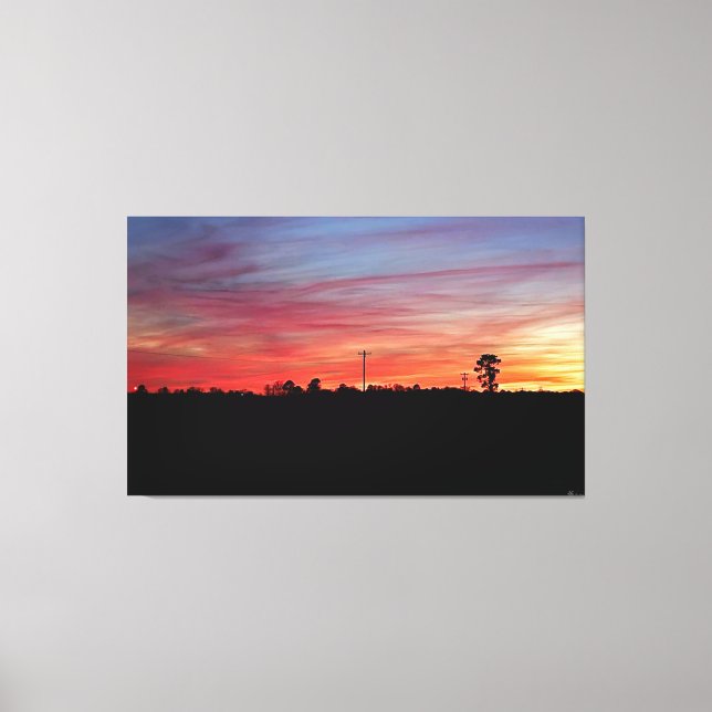 Vibrant Sunset Over Open Field #2 Canvas Print (Front)