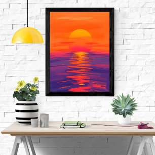 Vibrant Sunset Over the Ocean Poster