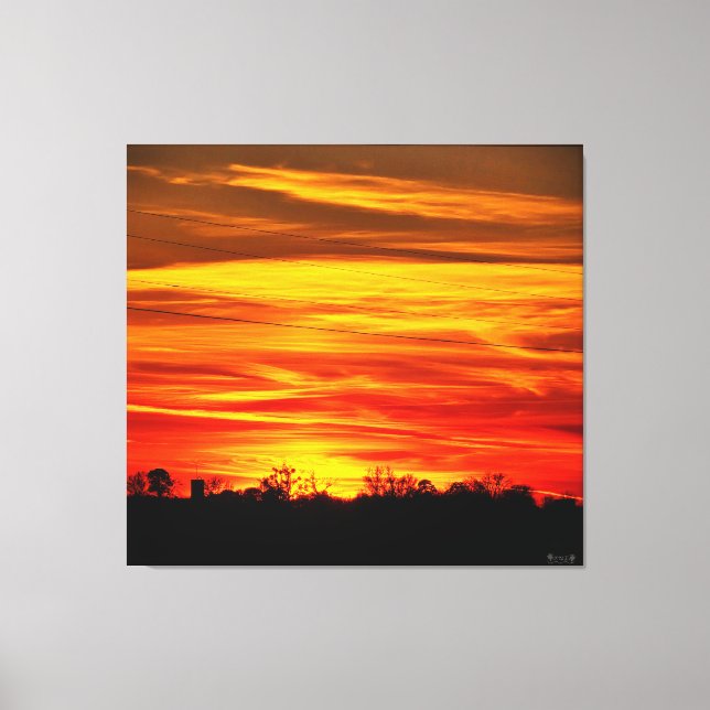 Vibrant Sunset Over Trees Canvas Print (Front)