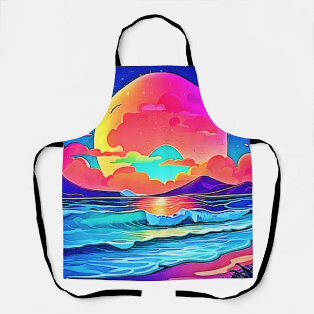Vibrant Sunset Seascape Apron (Front)
