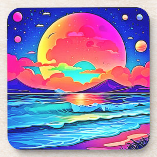 Vibrant Sunset Seascape Coaster