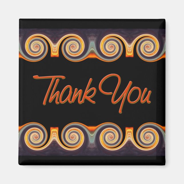 Vibrant Sunset Swirl Thank You Magnet (Front)