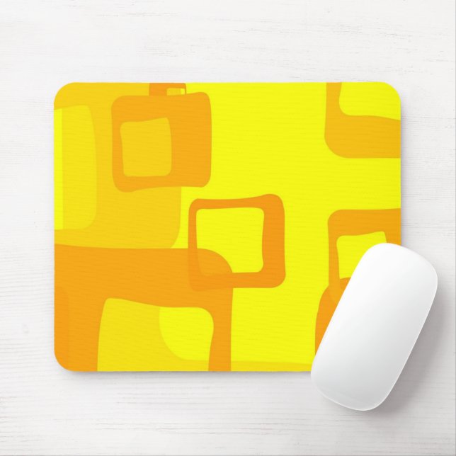 Vibrant Sunshine Flow – Modern Abstract Art Shapes Mouse Mat (With Mouse)