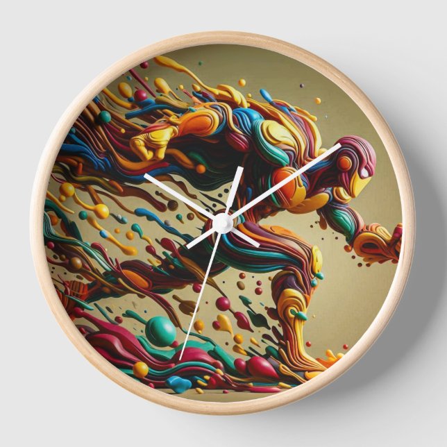 Vibrant Superhero Runner Wall Clock (Front)