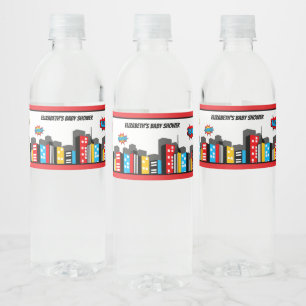 Vibrant Superhero Water Bottle Label