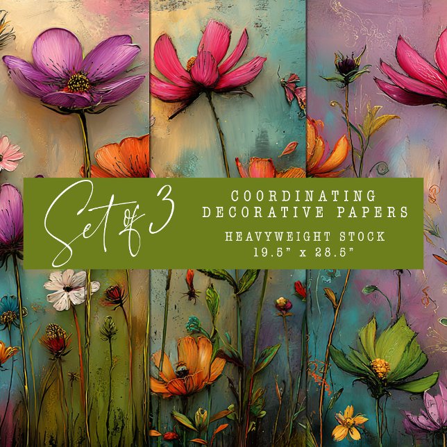 VIBRANT SURREAL FLORAL DECORATIVE PAPER SET (VIBRANT SURREAL FLORAL DECORATIVE PAPER SET)