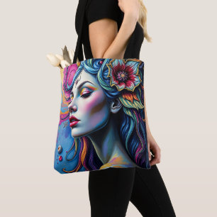 Vibrant surreal portrait art Tote Bag