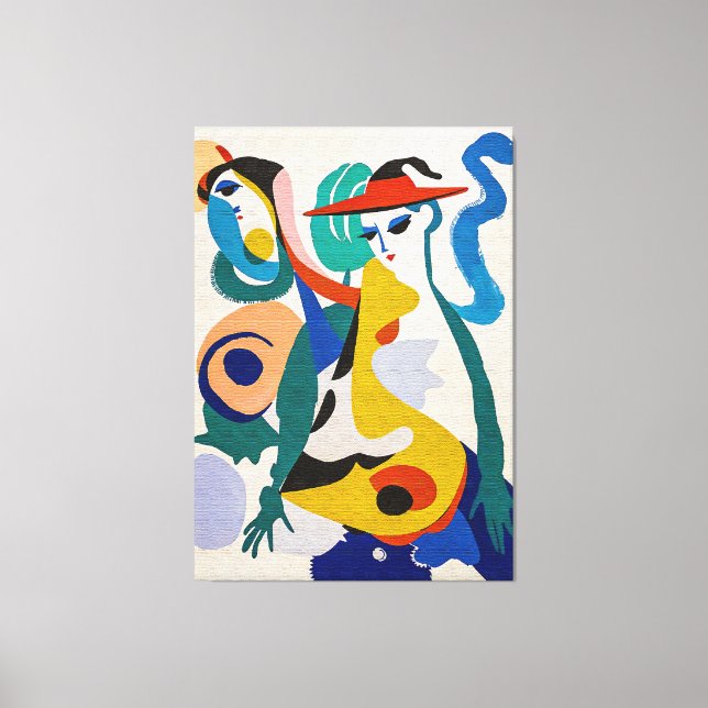 Vibrant Surrealism Cubist Figures Fine Art Canvas Print (Front)