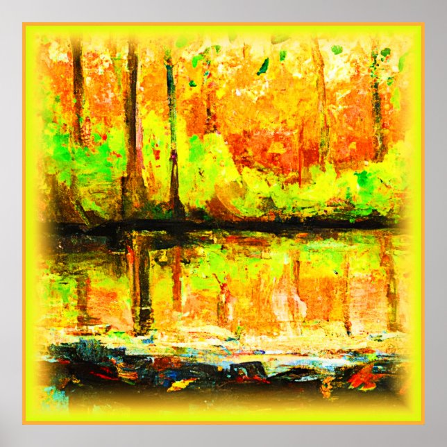 "Vibrant Swamp Forest" Cute Painting. Buy Now Poster (Front)