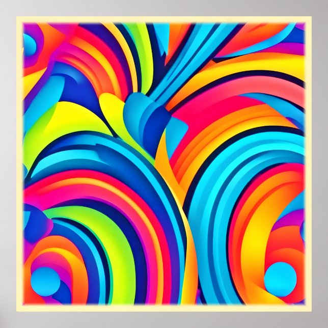 Vibrant Swirl Abstract Art Poster (Front)