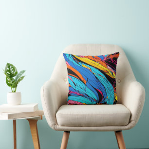 Vibrant Swirl Art Throw Pillow All-Over Print