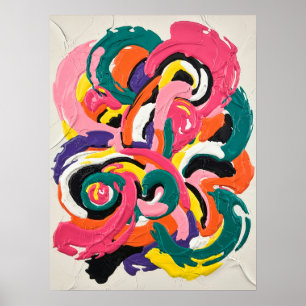 Vibrant Swirl Impasto – Colourful Abstract Texture Poster