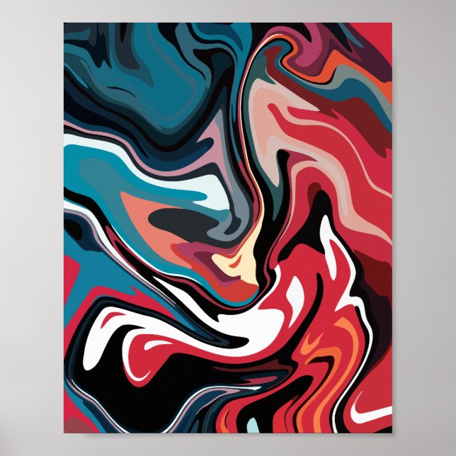 Vibrant Swirl of Bold Contrasting Colours Poster (Front)