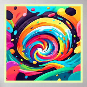 Vibrant Swirl of Colours Abstract Art Poster