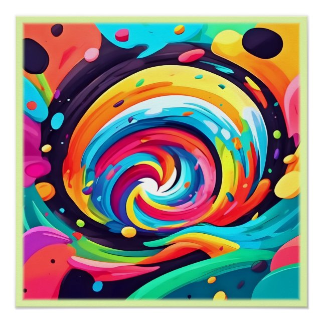 Vibrant Swirl of Colours Abstract Art Poster (Front)