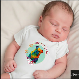 Vibrant Swirl Quilled English Bulldog Portrait Baby Bodysuit