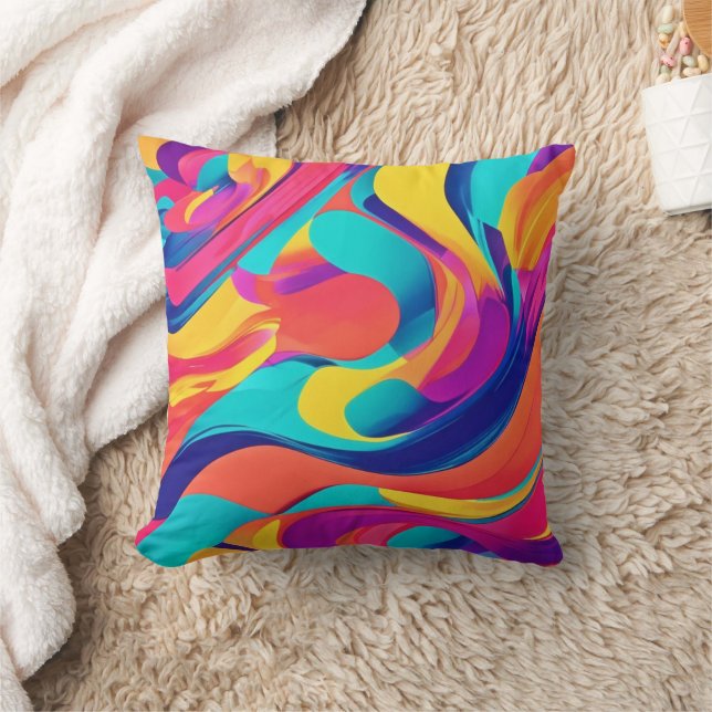 Vibrant Swirling Abstract Art Cushion (Blanket)