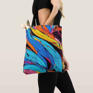 Vibrant Swirls All-Over Print Abstract Tote Bag