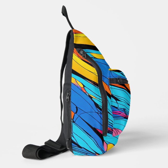 Vibrant Swirls Art Sling Bag Bold Colour Print (Left)