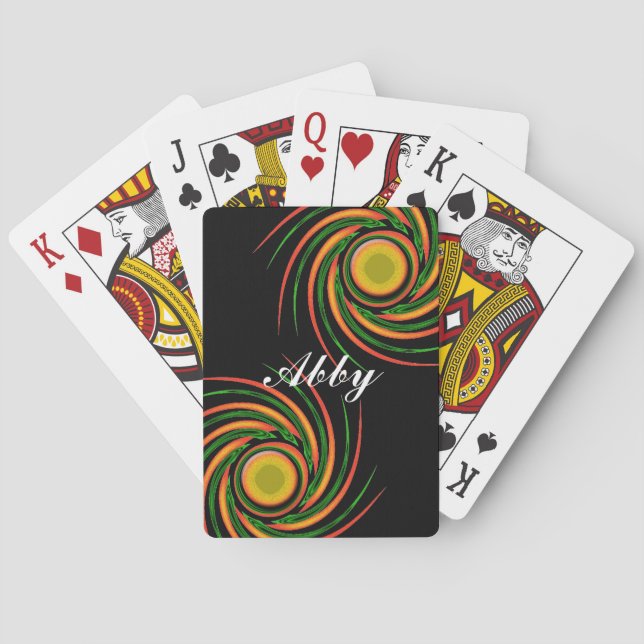 Vibrant Swirls Colourful Abstract Spirals Playing Cards (Back)