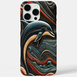 Vibrant Swirls Dolphin Relief iPhone 16 Pro Max Case