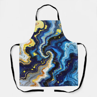 Vibrant Swirls of Blue and Gold 1 Apron