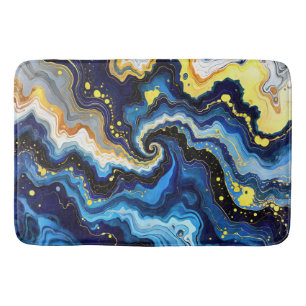 Vibrant Swirls of Blue and Gold 1 Bath Mat