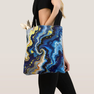 Vibrant Swirls of Blue and Gold 1 Tote Bag