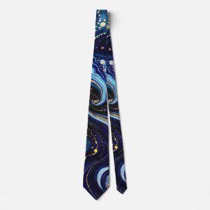 Vibrant Swirls of Blue and Gold 3 Tie