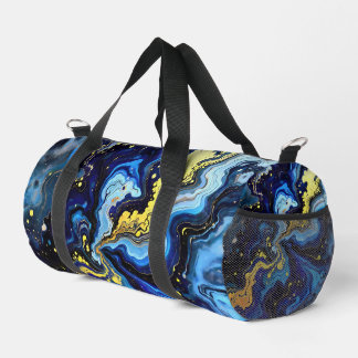 Vibrant Swirls of Blue and Gold 4 Duffle Bag