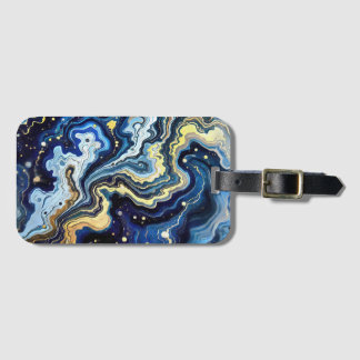 Vibrant Swirls of Blue and Gold 5 Luggage Tag