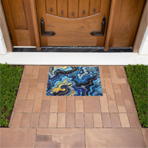 Vibrant Swirls of Blue and Gold 6 Doormat
