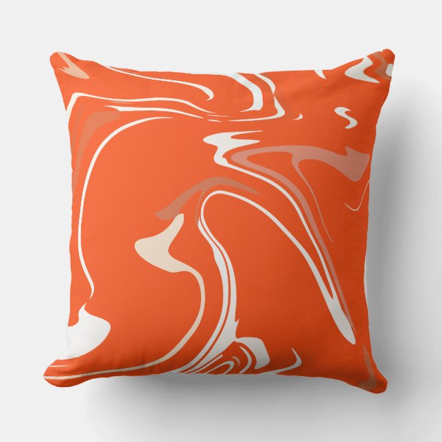 Vibrant Swirls of Orange Abstraction Cushion (Front)