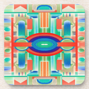 Vibrant Symmetry Geo-Abstract Panel Coaster