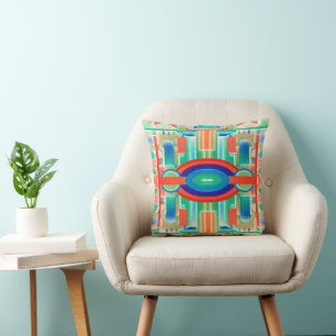 Vibrant Symmetry Geo-Abstract Panel Cushion