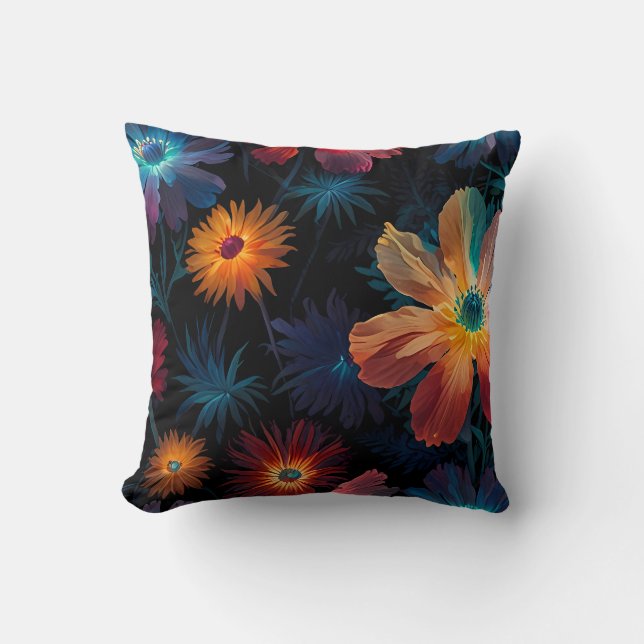 Vibrant Symphony of Coloured bloomed flowers Cushion (Front)