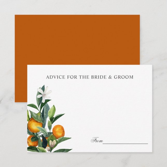 Vibrant Tangerine Citrus Wedding Advice or recipe Invitation (Front/Back)