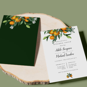 Vibrant Tangerine Orange Citrus Rehearsal Dinner Invitation