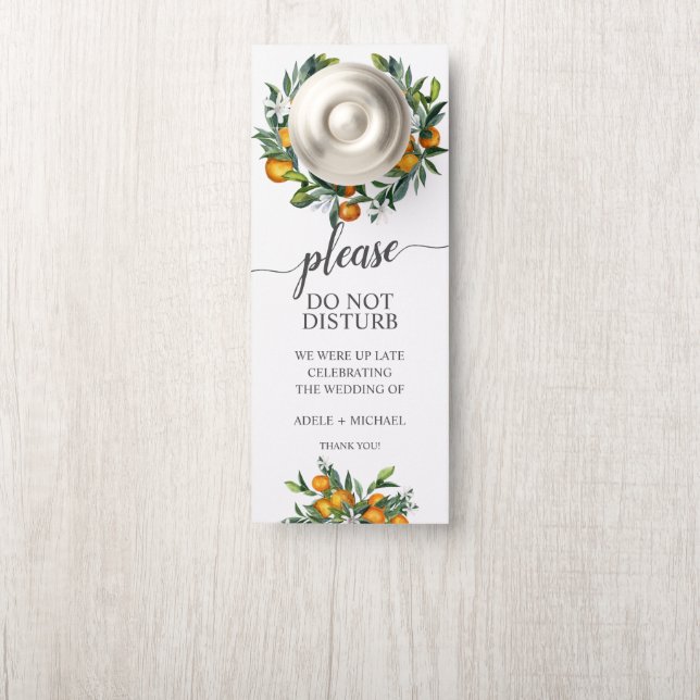 Vibrant Tangerine Wedding Guest Do Not Disturb Door Hanger (On Knob)