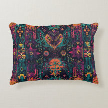 Vibrant Tapestry Mandala Accent Pillow