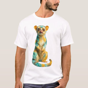 Vibrant Teal and Gold Surreal Lemur Creature Men T-Shirt