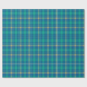 Vibrant Teal and Mariner Plaid Wrapping Paper