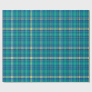 Vibrant Teal and Mariner Plaid Wrapping Paper