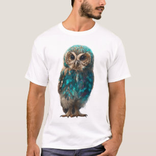 Vibrant Teal Feathered Nocturnal Owl Men T-Shirt